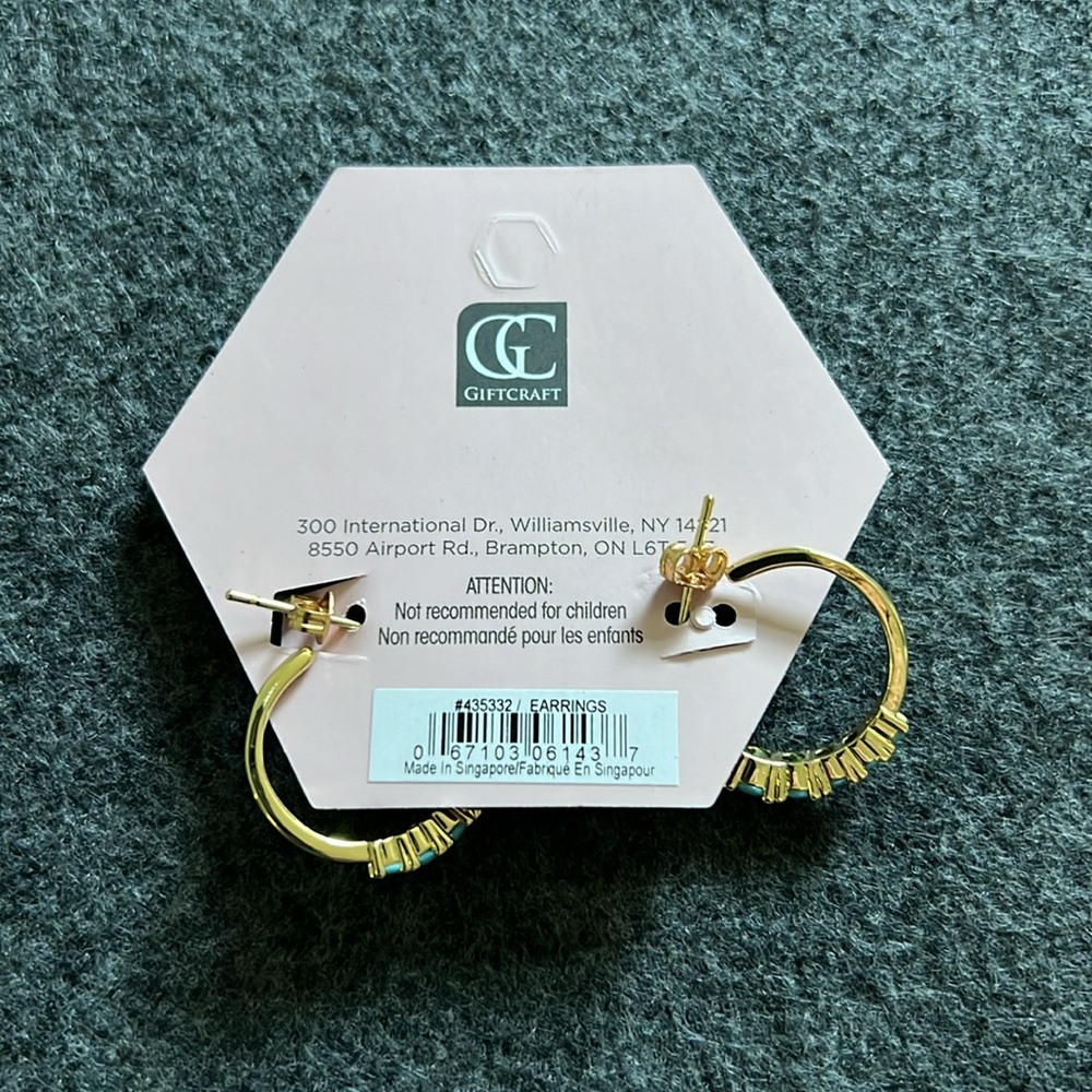 Astral, 18k gold plated hoops with‎ blue stones - Picture 2 of 3